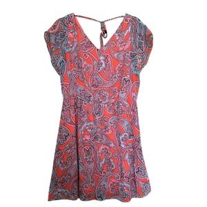 The Limited Paisley V-Neck Tie Back Dress Sheer Colorful M Y2K Summer Boho Chic‎